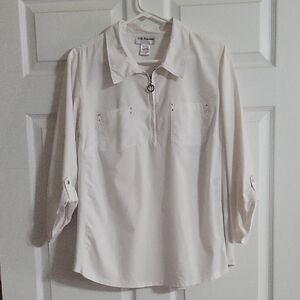 C.D. Daniels White Zip Front Pullover Top 1X Lightweight Utility Style
